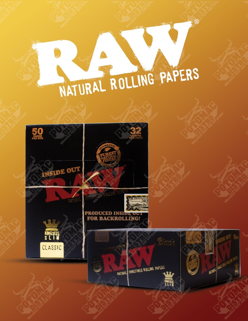 RAW – ROLLING PAPERS – BLACK INSIDE OUT – LIMITED EDITION – KING SIZE – 50CT DSPL – [MSRP: $2.50 EACH]