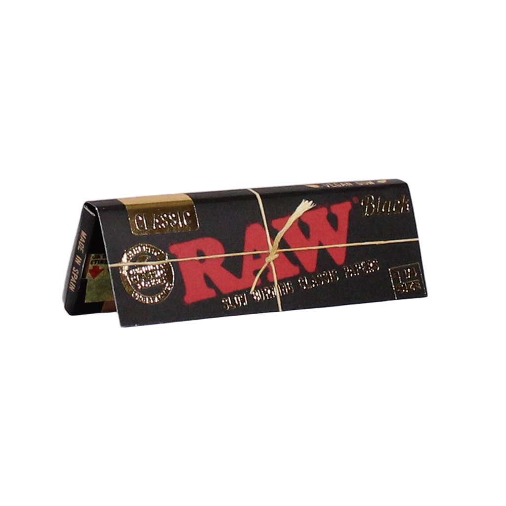 RAW – ROLLING PAPERS – BLACK CLASSIC – 1 1/4 – 24CT DSPL – [MSRP: $2 EACH]
