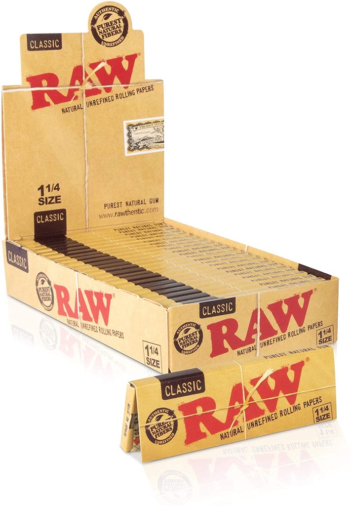 RAW – ROLLING PAPERS – CLASSIC – 1 1/4 – 24CT DSPL – [MSRP: $2 EACH]