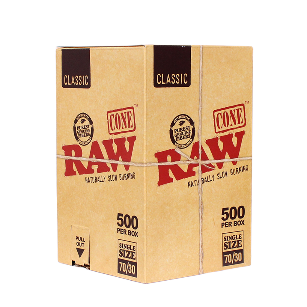 RAW – PRE-ROLLED CONES – CLASSIC – 70MM/30MM – 500CT BULK – [MSRP: $0.50 EACH]