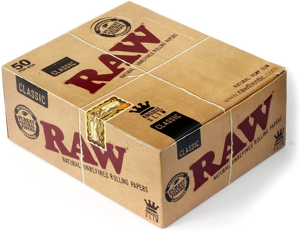 RAW – ROLLING PAPERS – CLASSIC – KING SIZE SLIM – 50CT DSPL – [MSRP: $2 EACH]