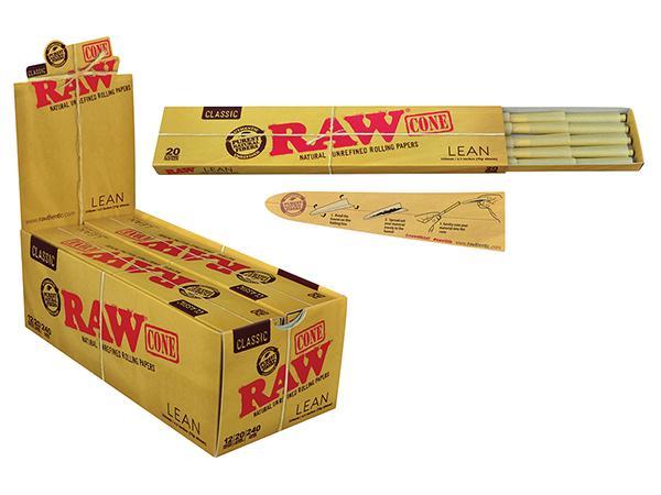 RAW – PRE-ROLLED CONES – CLASSIC – LEAN – 20PK – 12CT DSPL – [MSRP: $10.50 EACH]