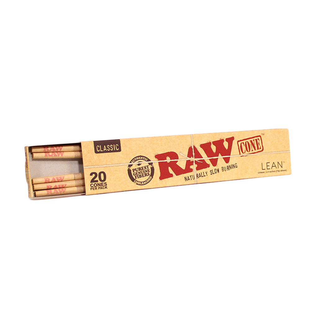 RAW – PRE-ROLLED CONES – CLASSIC – LEAN – 20PK – 12CT DSPL – [MSRP: $10.50 EACH]