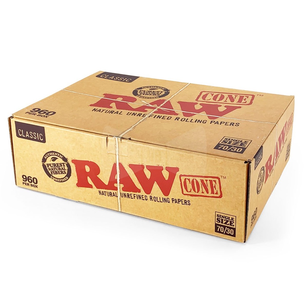 RAW – PRE-ROLLED CONES – CLASSIC – SINGLE SIZE 70/30 – 20PK – 12CT DSPL – [MSRP: $10.50 EACH]