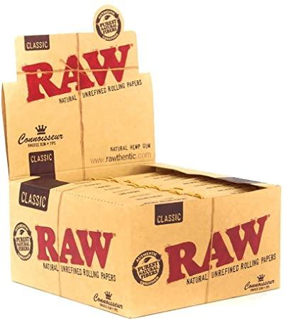RAW – ROLLING PAPERS – CLASSIC CONNOISSEUR WITH TIPS – KING SIZE – 24CT DSPL – [MSRP: $3.50 EACH]