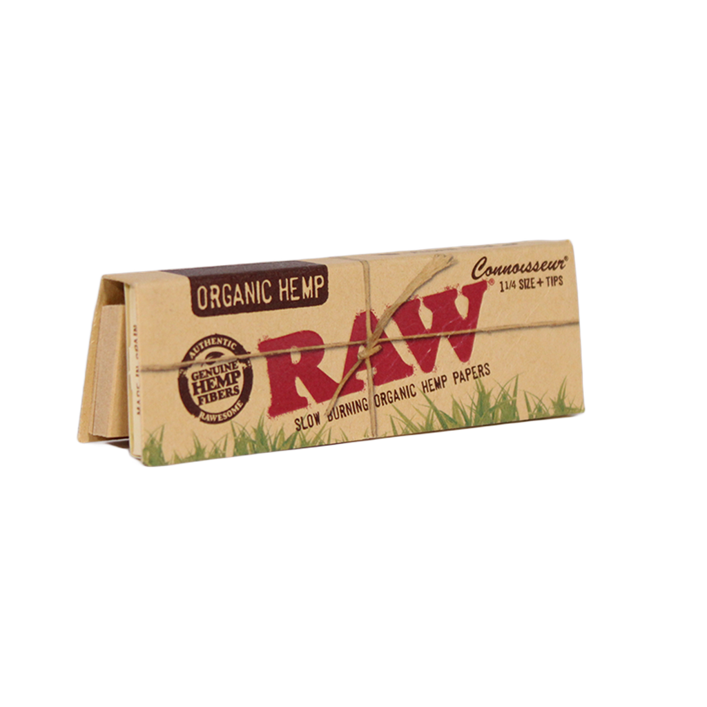 RAW – ROLLING PAPERS – ORGANIC HEMP CONNOISSEUR WITH TIPS – 1 1/4 – 24CT DSPL – [MSRP: $3.50 EACH]