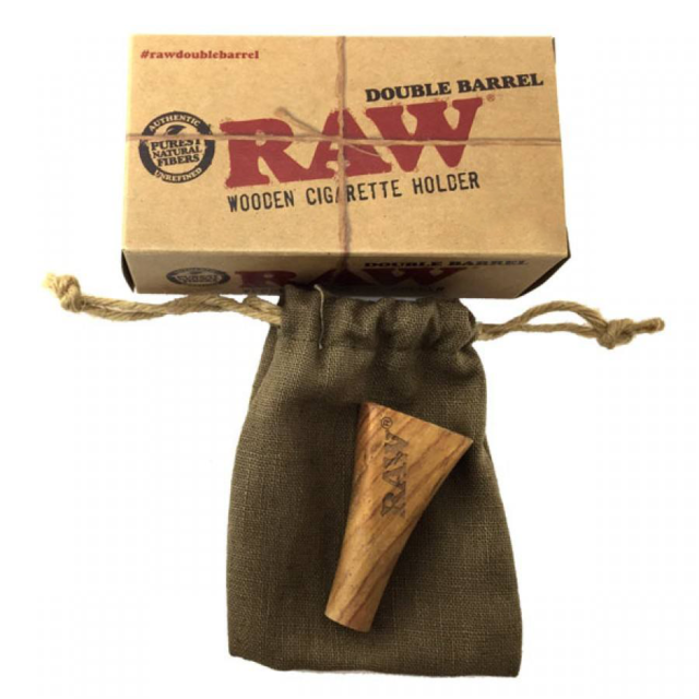 RAW – DOUBLE BARREL WOODEN CIGARETTE HOLDER – PAPERS & TUBES ACCESSORIES – 1UNIT – [MSRP: $22.50]