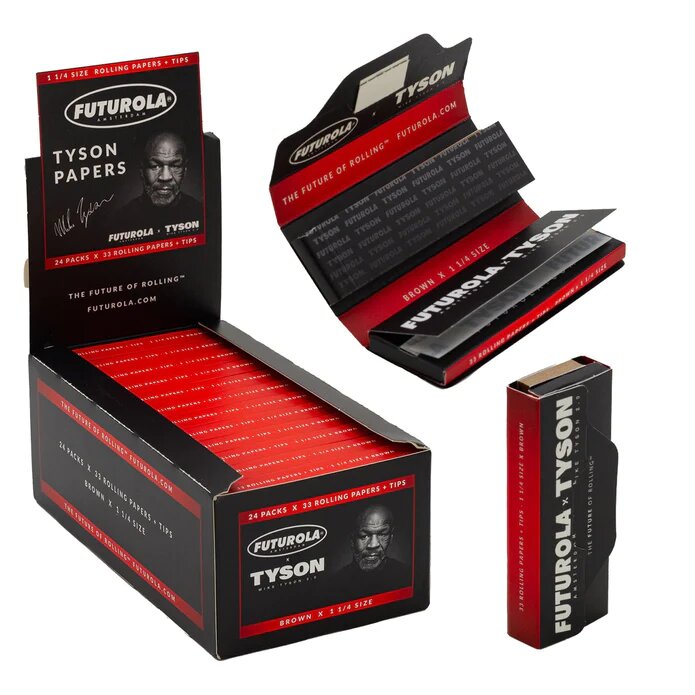 FUTUROLA – ROLLING PAPERS – TYSON 2.0 WITH TIPS – KING SIZE & 1 1/4 – 24CT DSPL – [MSRP: $3.50-$4 EACH]