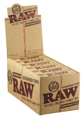 RAW – TIPS & FILTERS – GUMMED PERFORATED TIPS – 24CT DSPL – [MSRP: $2 EACH]