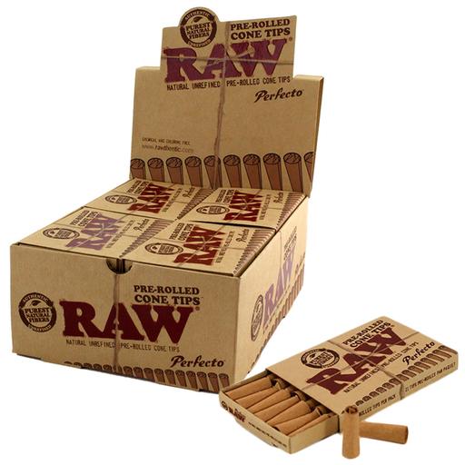 RAW – TIPS & FILTERS – PRE-ROLLED PERFECTO CONE TIPS – 20CT DSPL – [MSRP: $4 EACH]