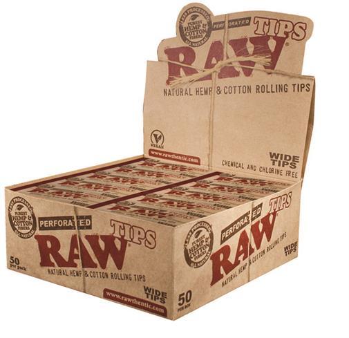 RAW – TIPS & FILTERS – WIDE PERFORATED TIPS – 50CT DSPL – [MSRP: $1 EACH]