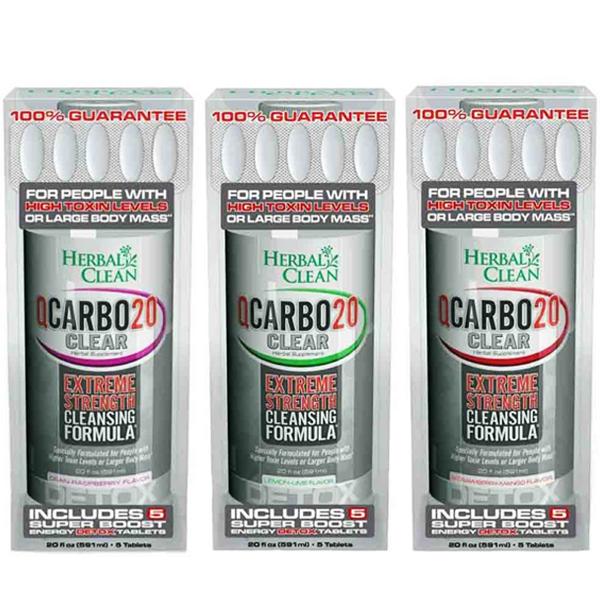 HERBAL CLEAN - QCARBO20 CLEAR EXTREME – DETOX PRODUCTS – 20OZ – ASSORTED FLAVORS – 1CT – SL158 – [MSRP: $45]