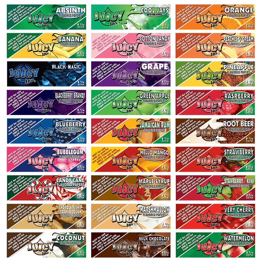 JUICY JAY'S – ROLLING PAPERS – ASSORTED FLAVORS – KING SIZE SLIM – 24CT DSPL – [MSRP: $3 EACH]