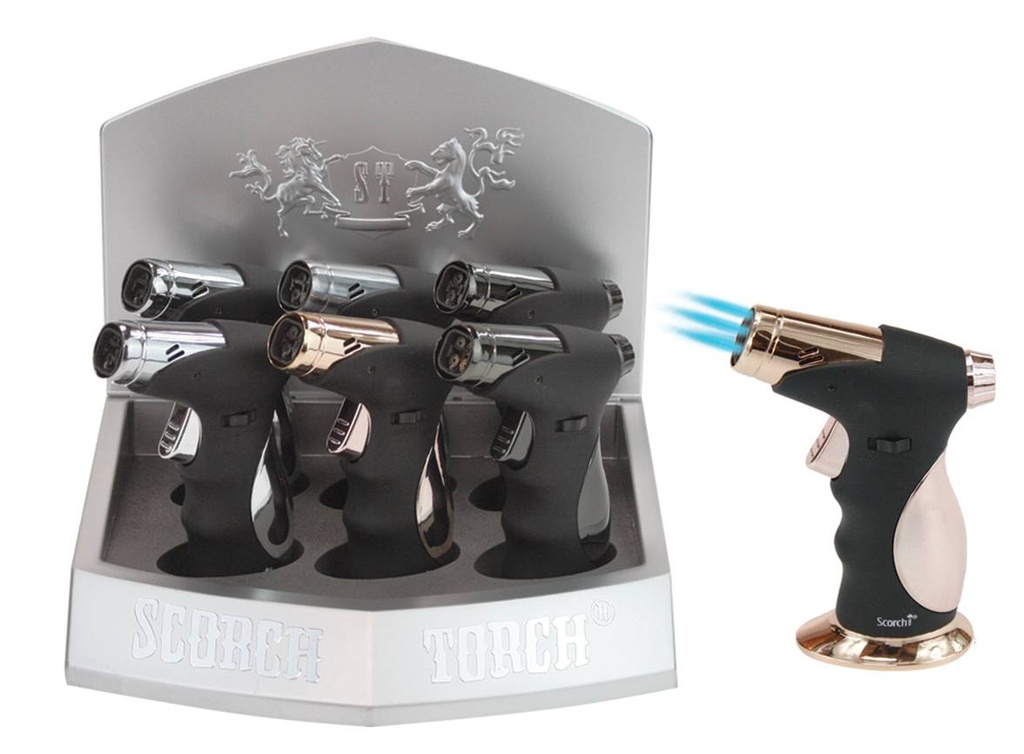 SCORCH – TORCH LIGHTERS – 4T 45 DEGREE HANDHELD – 6CT DISPLAY – 61485-1 – [MSRP: $20.50 EACH]