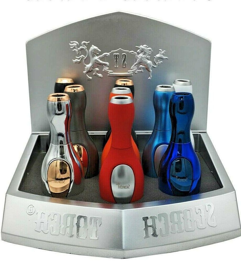 SCORCH – TORCH LIGHTERS – BOWLING PIN SHAPE – 9CT DISPLAY – 61523 – [MSRP: $19 EACH]