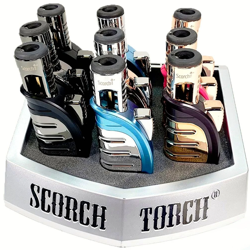 SCORCH – TORCH LIGHTERS – STRAIGHT UP EASY GRIP – 9CT DISPLAY – 61563 – [MSRP: $18 EACH]