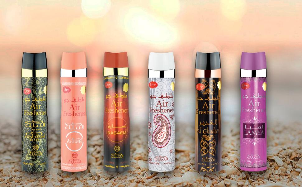 NABEEL DRY – AIR FRESHENERS – 300ML – VARIOUS SCENTS – 6CT – [MSRP: $8 EACH]
