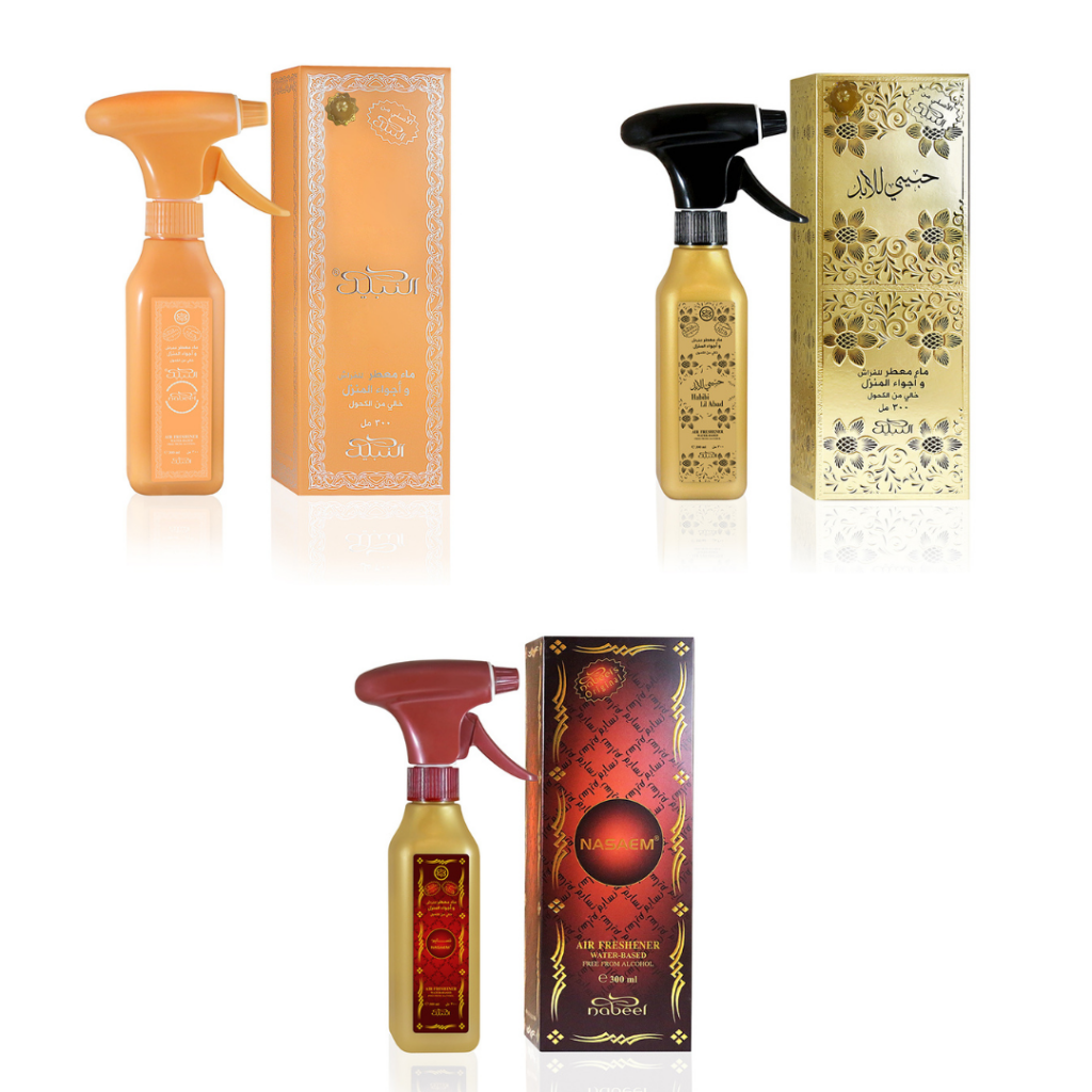 NABEEL – AIR FRESHENERS – WATER BASED & ALCOHOL FREE – 300ML – ASSORTED SCENTS – 1CT – [MSRP: $20]