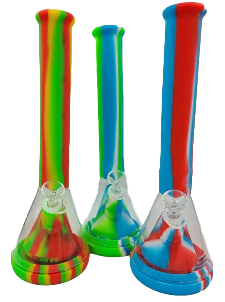 14-INCH BEAKER HYBRID BONG – SILICON WATER PIPES – 1CT – SL213 – [MSRP: $87.50]