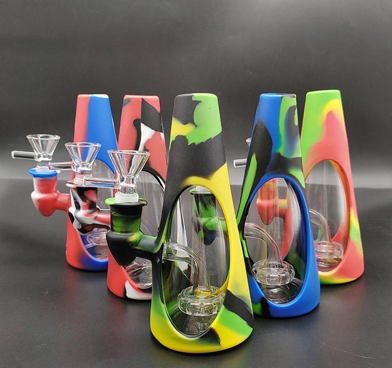 CONE HYBRID DAB RIG – SILICON WATER PIPES – MULTI-COLOR – 1CT – SL99 – [MSRP: $37.50]