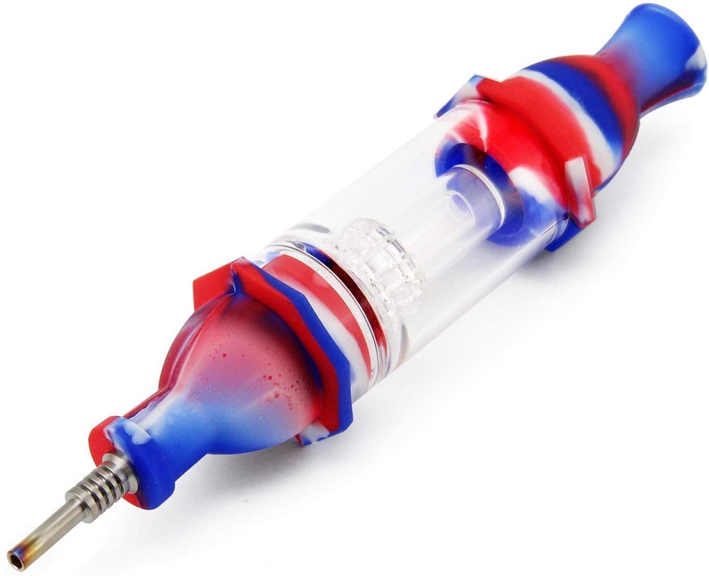 SILICONE & GLASS W/ PERC – SILICON HAND PIPES – MULTI-COLOR – 1CT – SL115 – [MSRP: $26]