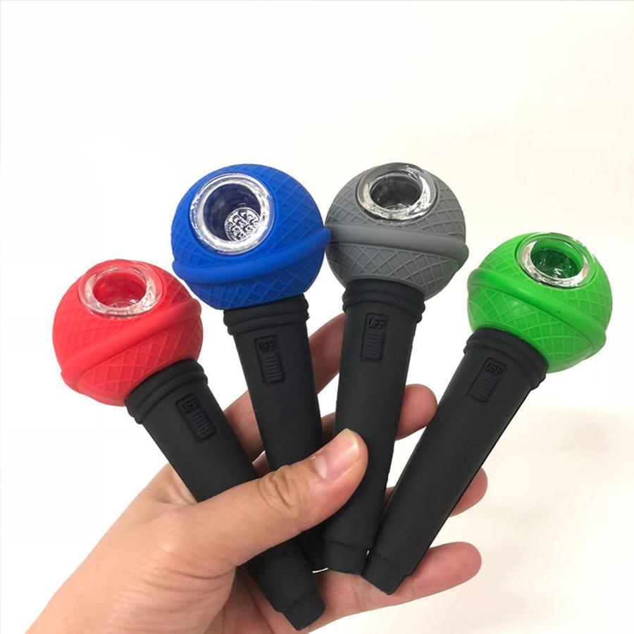 MICROPHONE NOVELTY PIPE – SILICON HAND PIPES – MULTI-COLOR – 1CT – SL59 – [MSRP: $17.50]