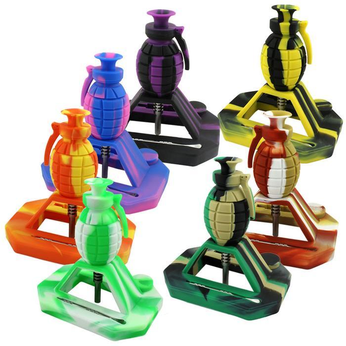 GRENADE NECTAR COLLECTOR – SILICON HAND PIPES – MULTI-COLOR – 1CT – SL62 – [MSRP: $37.50]