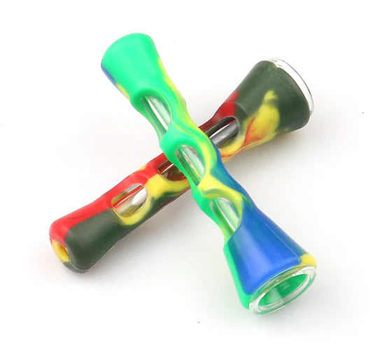 SILICONE ONE HITTER W/ GLASS – SILICON HAND PIPES – 1CT – SL240 – [MSRP: $7.50]