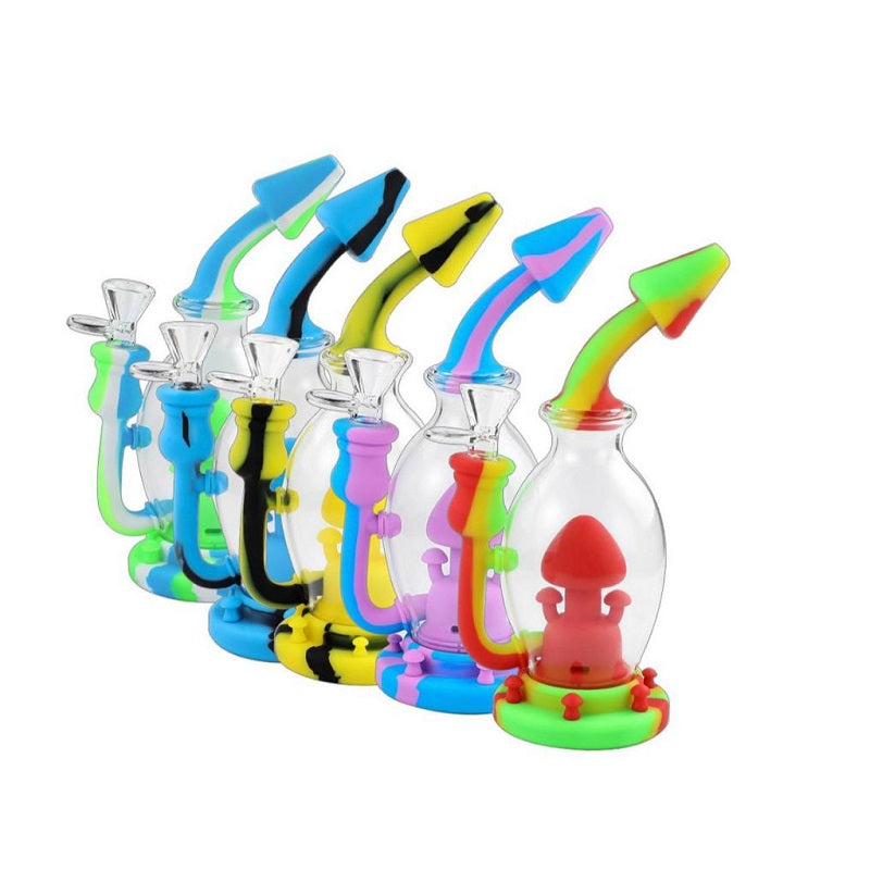 MUSHROOM HYBRID BONG – SILICON WATER PIPES – 1CT – SL249 – [MSRP: $39]