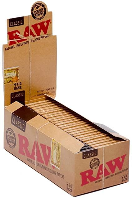 RAW – ROLLING PAPERS – CLASSIC & ORGANIC HEMP – 1 1/2 – 25CT DSPL – [MSRP: $2 EACH]