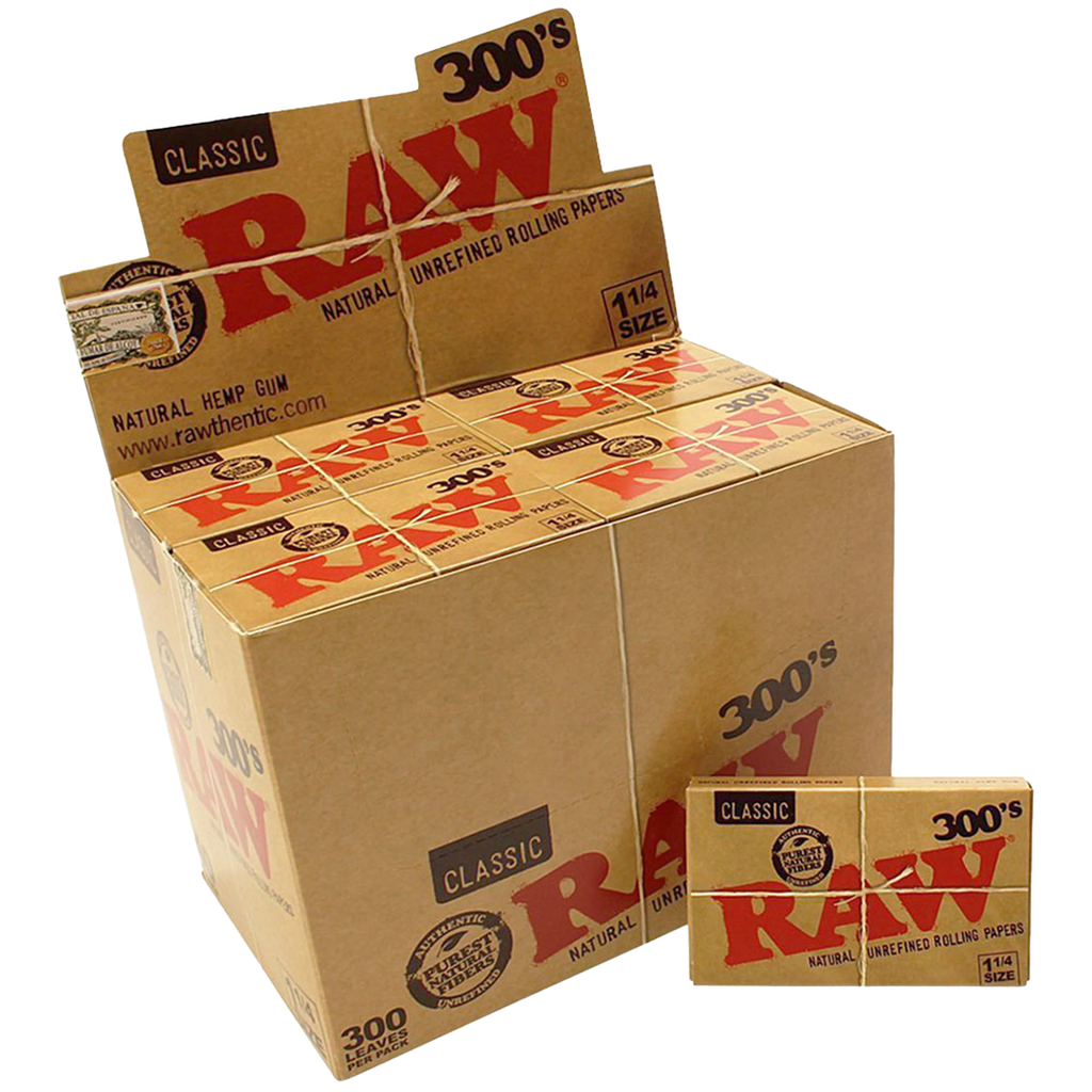 RAW – ROLLING PAPERS – CLASSIC 300'S & 500'S – 1 1/4 – 20CT & 40CT DSPL – [MSRP: $5-$6.50 EACH]