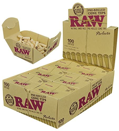 RAW – TIPS & FILTERS – PRE-ROLLED CONE TIPS PERFECTO – CLASSIC & ORGANIC – 100CT – 6CT DSPL – [MSRP: $11-$14.50 EACH]