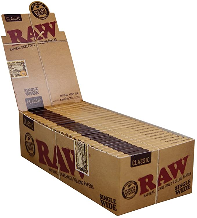 RAW – ROLLING PAPERS – SINGLE WIDE – 25CT DSPL – [MSRP: $2.50 EACH]