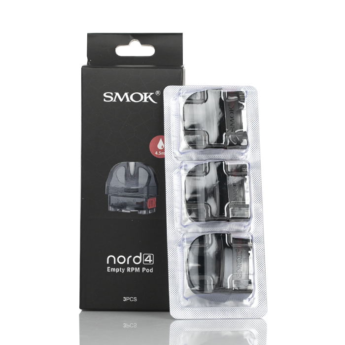 SMOK – VAPE PODS REPLACEMENT – NORD 4 REPLACEMENT PODS – EMPTY – 3CT – [MSRP: $4.50 EACH]