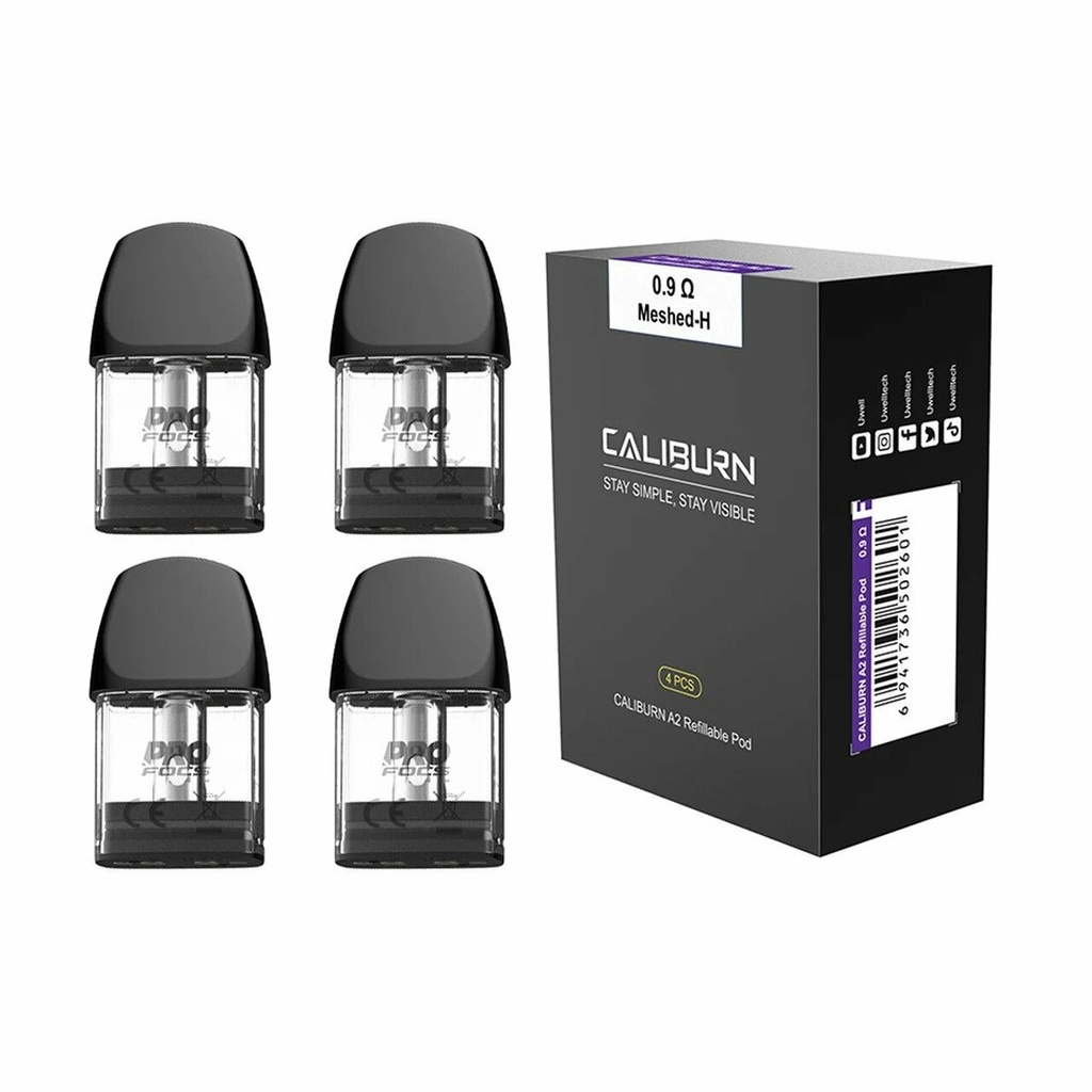 UWELL – VAPE PODS REPLACEMENT – CALIBURN A2 REPLACEMENT PODS – ASSORTED OHM – 2ML – 4CT – [MSRP: $6.50 EACH]