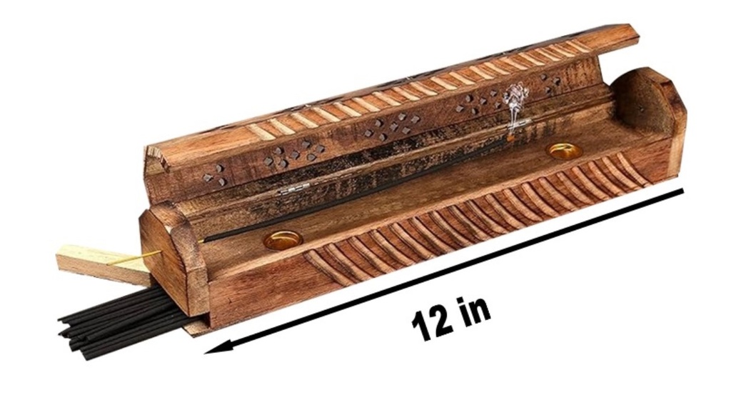 HANDCRAFTED – WOODEN INCENSE HOLDER – ACCESSORIES – COFFIN STYLE – 1CT – [MSRP: $20]