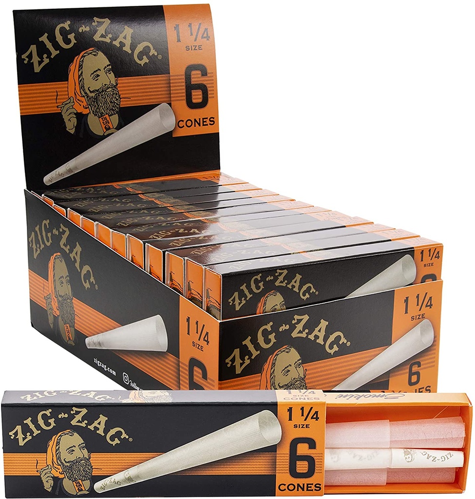 ZIG-ZAG – PRE-ROLLED CONES – ULTRA THIN – 1 1/4 & KING SIZE – 24CT DSPL – [MSRP: $3.50 EACH]