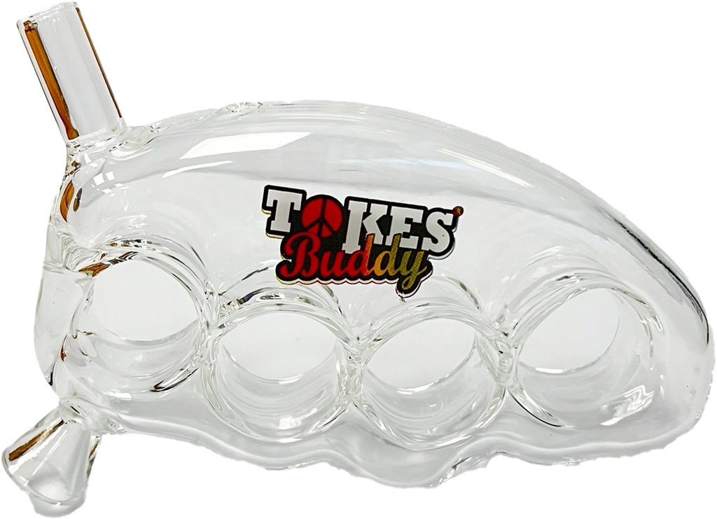 TOKES BUDDY – GLASS KNUCKLE BUBBLER – GLASS HAND PIPE – 5.5-INCH – ASSORTED COLORS – 1CT – GHP109 – [MSRP: $20]