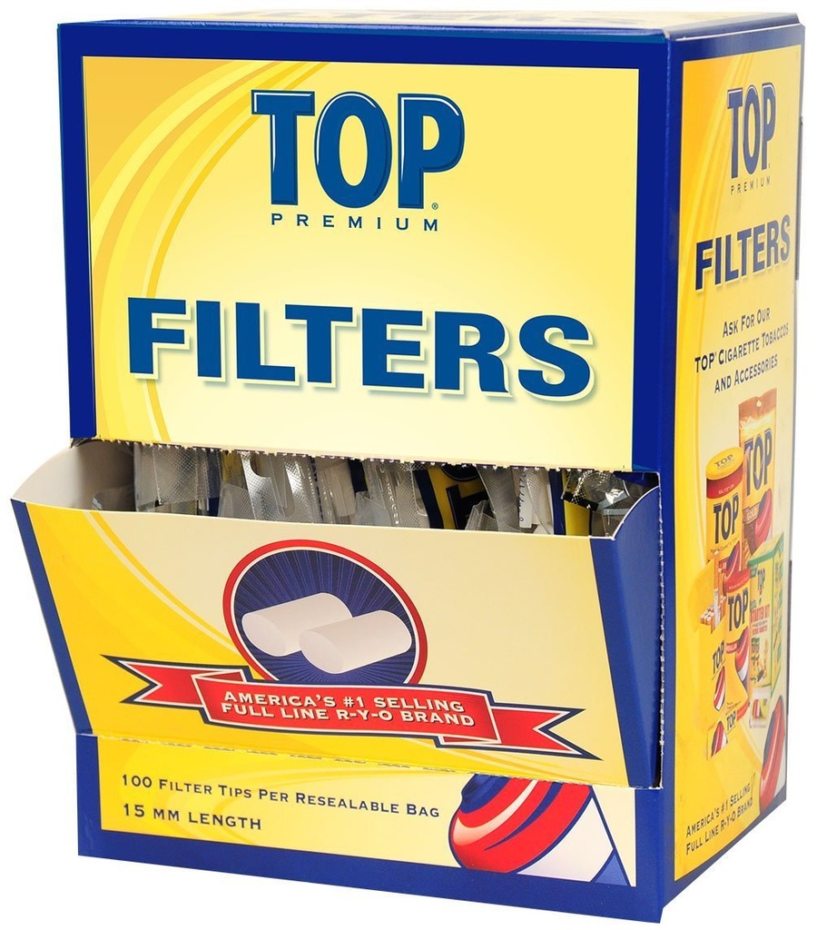 TOP – TIPS & FILTERS – CIGARETTE FILTER TIPS – 15MM – 100CT – [MSRP: $0.50 EACH]