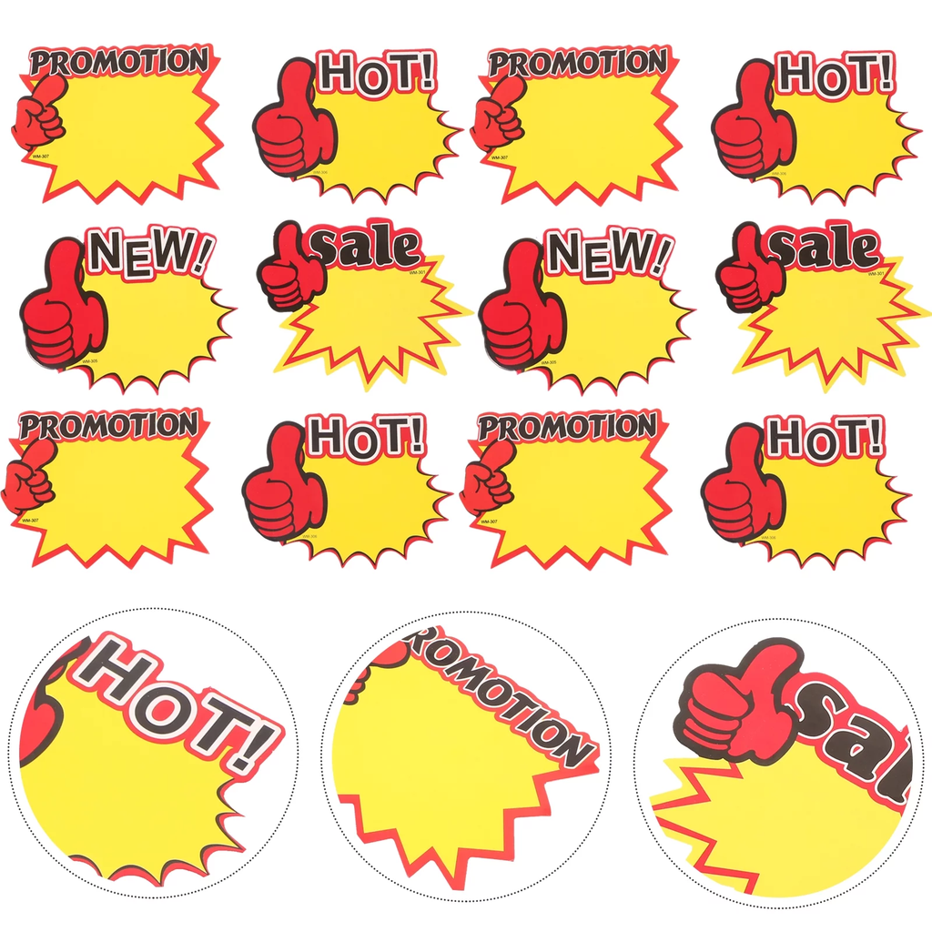 EXPLOSIVE CUTOUT PRICE LABELS – RETAIL ADVERTISING SIGNS – 10PCS – STORE SUPPLY – 1CT – [MSRP: $STORE USE]