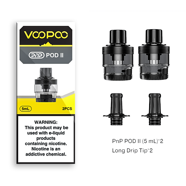 VOOPOO – VAPE PODS REPLACEMENT – PNP POD II UPGRADED – 5ML – 2CT – [MSRP: $5 EACH]