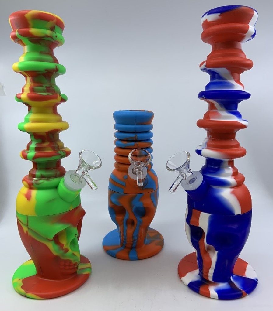 FLEX HYBRID BONG – SILICON WATER PIPES – MULTI-COLOR – 1CT – SL151 – [MSRP: $49]