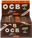 OCB – ROLLING PAPERS – VIRGIN UNBLEACHED WITH TIPS – SLIM – 24CT DSPL – [MSRP: $4.50 EACH]