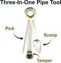 PREMIUM 3-WAY CZECH PIPE CLEANER – SMOKING ACCESSORIES – SOLID STEEL MULTIFUNCTIONAL PIPE TOOL – 3.3 INCH – 20CT DISPLAY – A244 – [MSRP: $3.50 EACH]