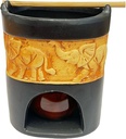 INCENSE OIL BURNER – ACCESSORIES – 4 INCH – CERAMIC BLACK AMBER WOOD DESIGN – 1CT – [MSRP: $9]
