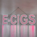 LED SIGN – "E-CIGS" – WHITE & RED – 9×3×1.2 – LED SIGN & OUTDOOR DISPLAY – 1CT – LED-E-CIGS - 112219 – [MSRP: $STORE USE]