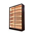 CIGAR HUMIDOR CABINET – CEDAR WOOD – SLIDE DOUBLE DOOR – 48Wx16Dx72H – +3 LED & LOCK – STORE DISPLAY FIXTURE & RACKS – 1CT – C HUMIDOR - 48X16X72 SLIDE – [MSRP: $STORE USE]