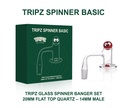 TRIPZ – QUARTZ BANGER KIT – GLASS ACCESSORIES – SPINNER BANGER – 20MM FLAT TOP – GREEN – 14MM MALE – 90° – 1CT – TG-S20F-14M – [MSRP: $15]