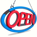 LED SIGN – "OPEN" – BLUE OVAL FRAME – 60×50CM – LED SIGN & OUTDOOR DISPLAY – 1CT – OPNOB – [MSRP: $STORE USE]
