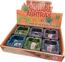 FLAMINGO STONED – ASHTRAY – PREMIUM SQUARE GLASS – 3.54" – 6CT DISPLAY – [MSRP: $4 EACH]
